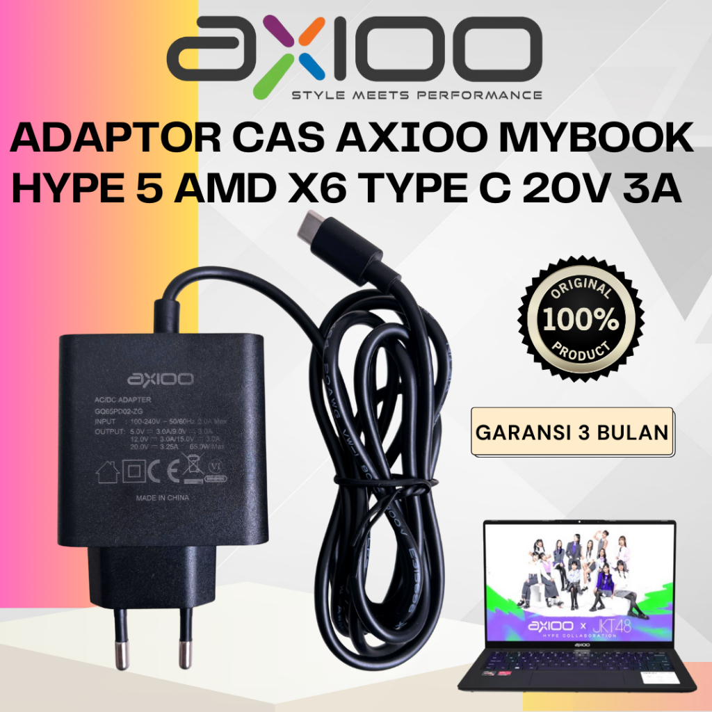 ADAPTOR CAS CHARGER AXIOO HYPE 5 AMD X6 TYPE C 65W GARANSI 3 BULAN
