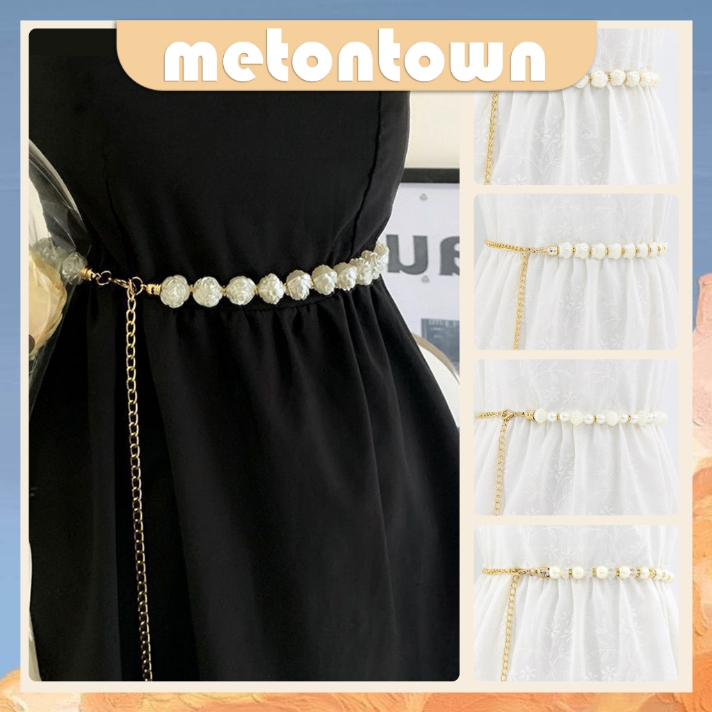 Mtt Ikat Pinggang Mutiara Untuk Gamis Dress Pearl Chain Belt  Fashion Sabuk Wanita Stylish