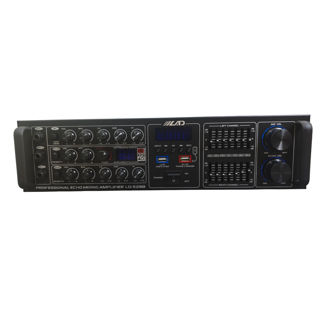 Amplifier Karaoke Mixing Profesional LD528B Reverb DSP 99 USB Bluetooth Equalizer 2x7 Band