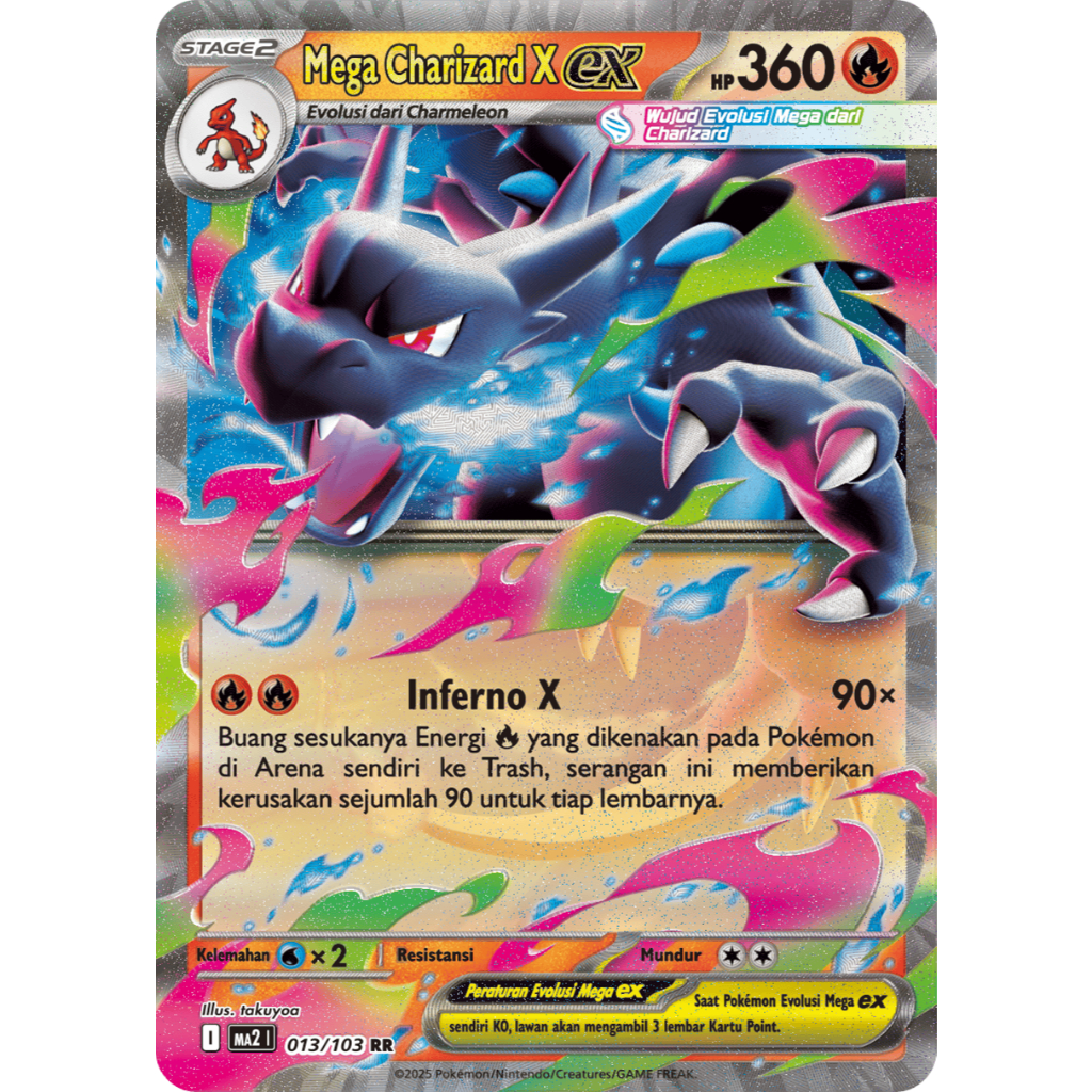 MEGA CHARIZARD EX RR STAPLE POKEMON ORIGINAL INDONESIA
