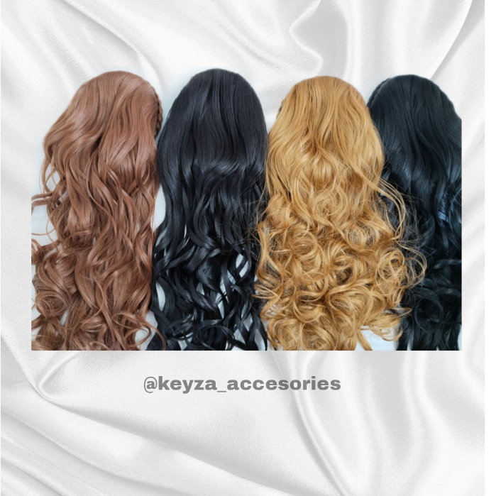 wig bando kepang/wig bando/wig panjang curlu wig bando 60 cm