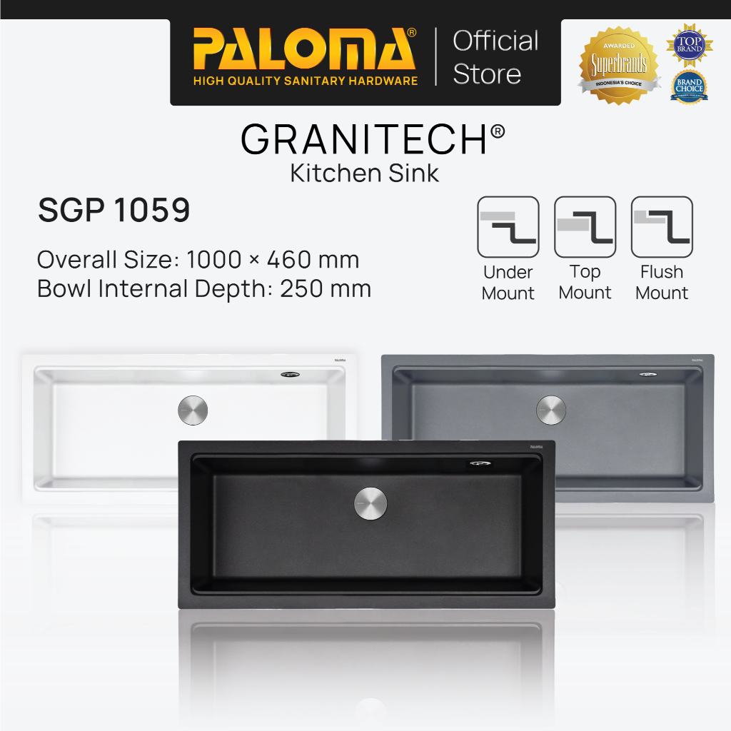 PALOMA SGP 1059 Kitchen Sink Bak Cuci Piring Dapur Granitech 1 Bowl Topmount Undermount Flushmount G
