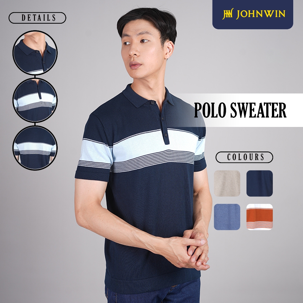 Johnwin - Polo Sweater - Kaos Polo - Polo Shirt - Line - Navy - ASW.663.D053.001.C