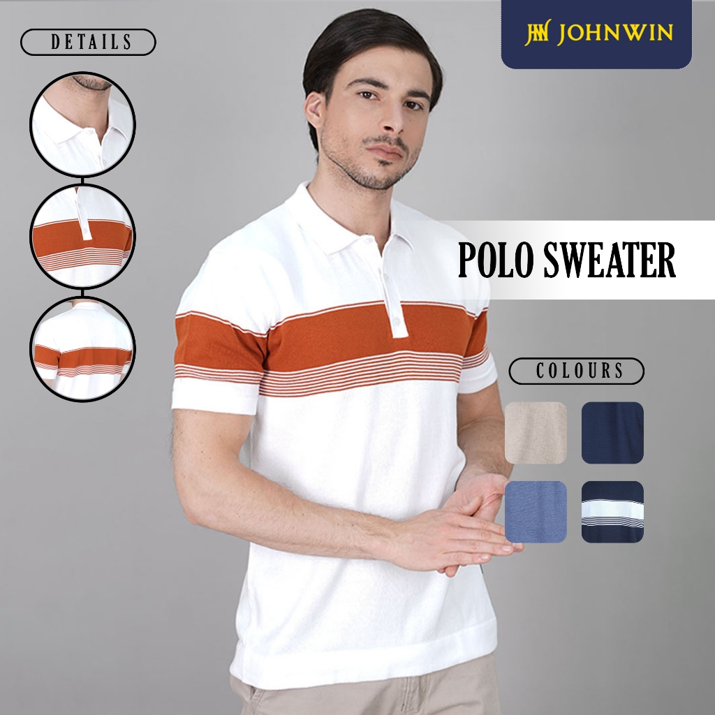 Johnwin - Polo Sweater - Kaos Polo - Bahan Sweater - Putih ASW.663.D053.002.C-S/S