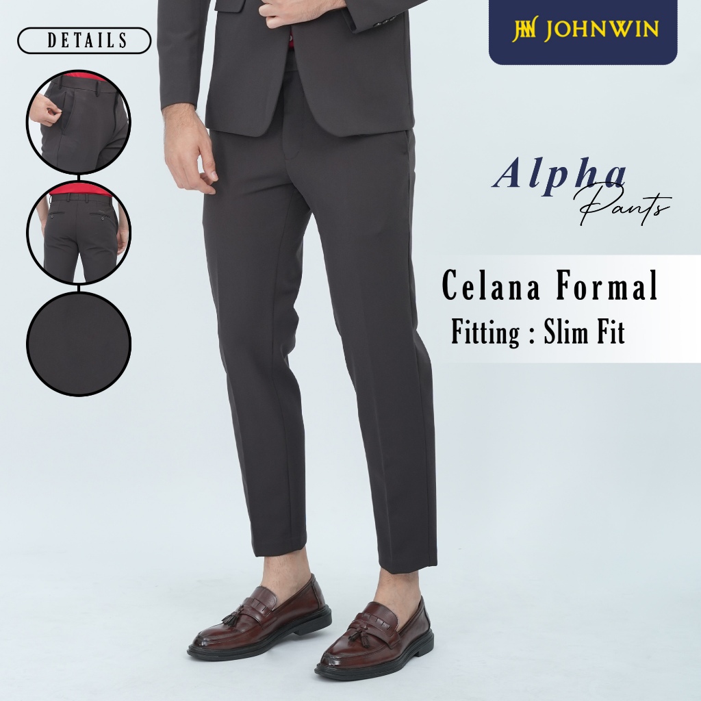 Johnwin - Celana Formal Ankle Pants - Slim Fit - Polyester - Alpha Pants Coklat - F.1031.012.116.C