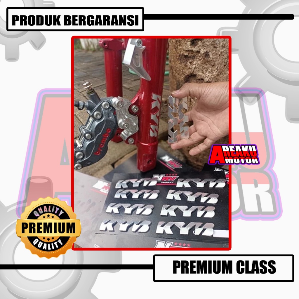stiker emblem logo 1set KYB Zeto 3ili almunium asli /stiker shock depan kyb /emblem shock depan kyb