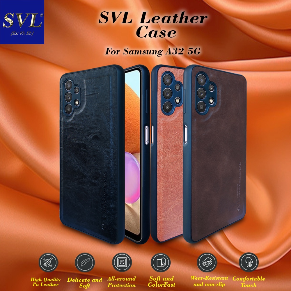 [ CUCI GUDANG ] Casing Hp Samsung A32 5G Case SVL Leather Casing Slim Softcase Kulit
