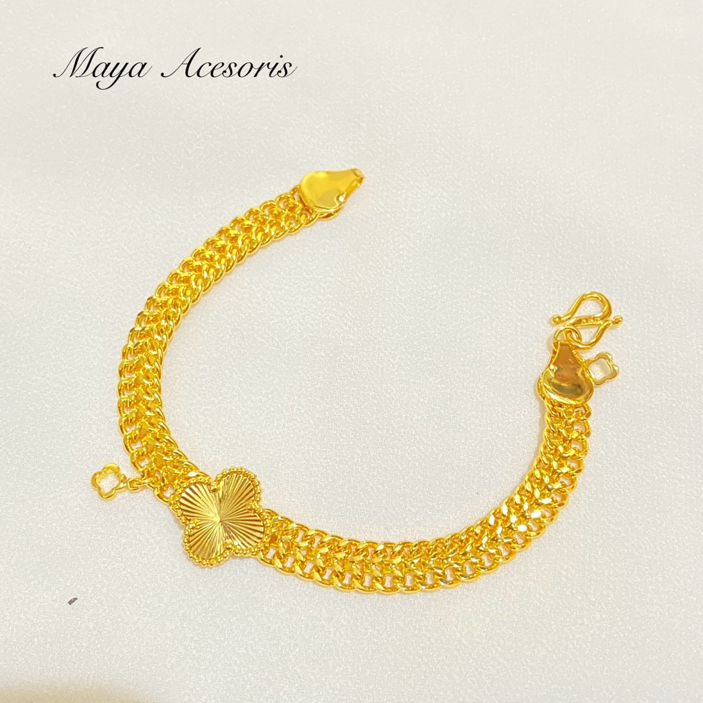 Gelang Kelabang Mainan Clover Titanium Lapis