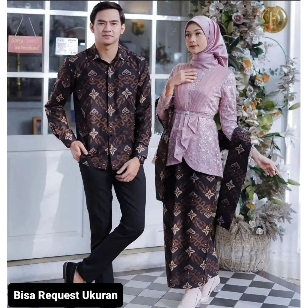 SET KEBAYA AVEENA ROSE ORI COUPLE KEMEJA BATIK PREMIUM CUSTOM ANAK & JUMBO / BAJU SETELAN SERAGAM BA