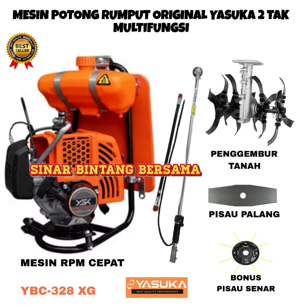 MESIN POTONG RUMPUT ORIGINAL YASUKA 2 TAK KOMPLIT PENGGEMBUR TANAH MULTIFUNGSI