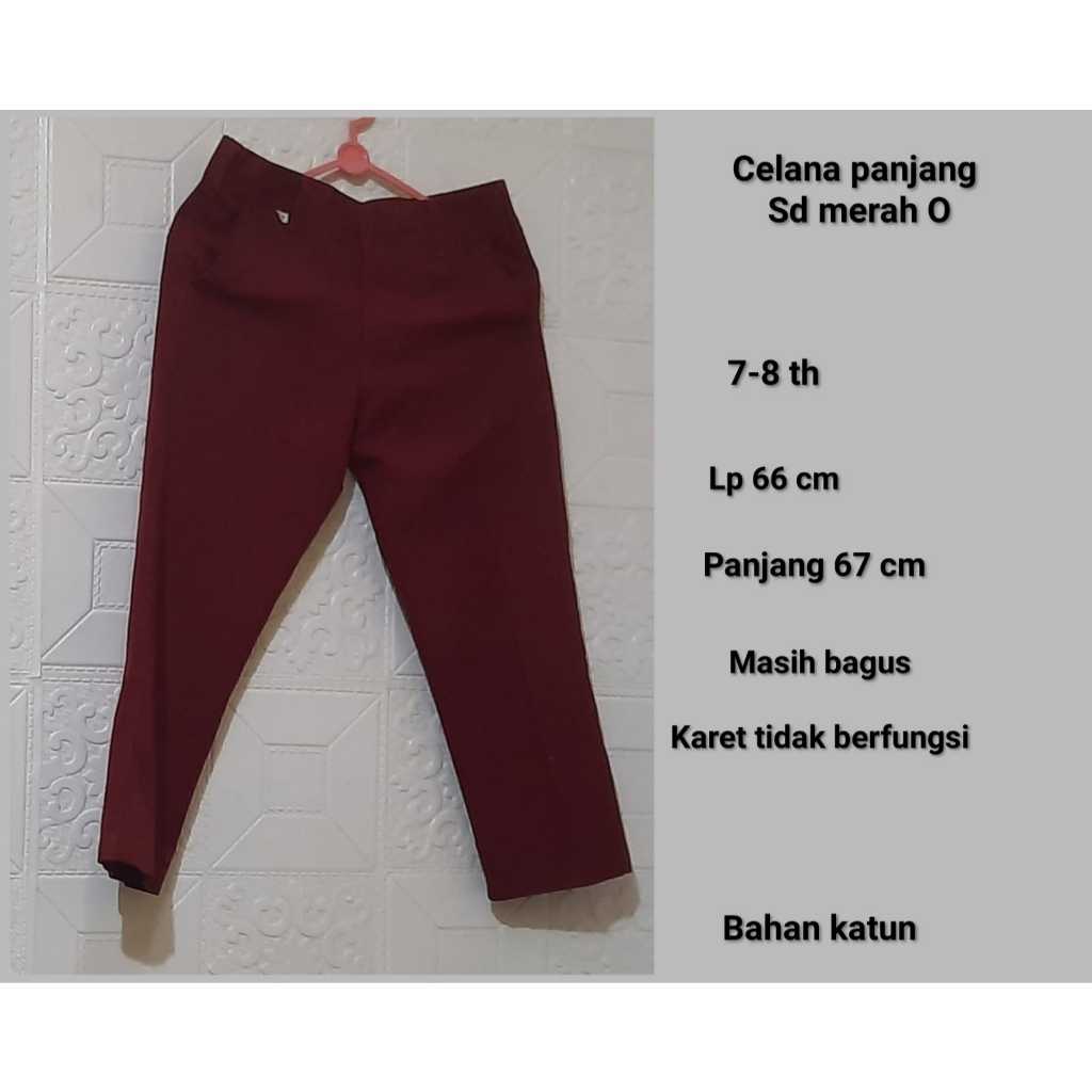 Celana panjang merah SD prelove bawahan seragam sekolah murah meriah