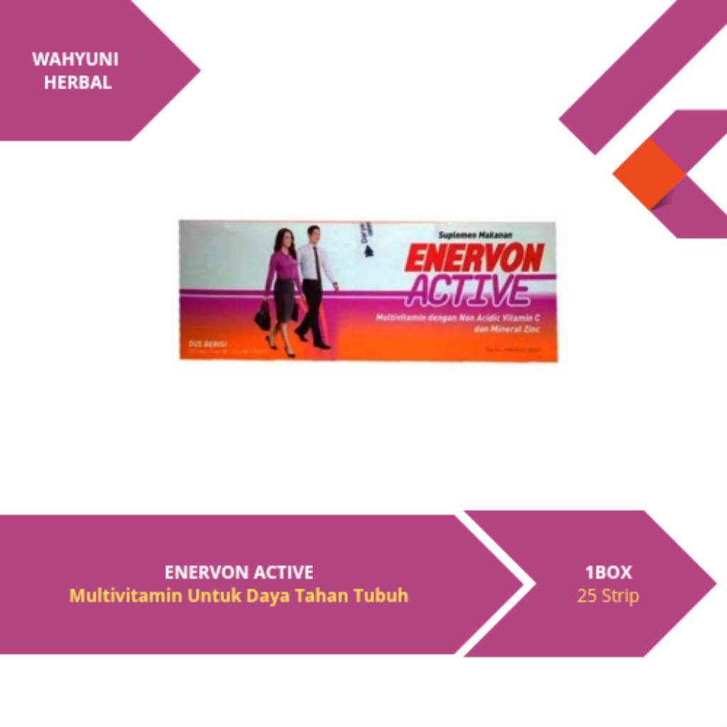 Enervon Active Tablet 25 Strip @ 4 Kapsul 1Box isi 100 Kapsul | Suplemen Multivitamin & Kekebalan Tu
