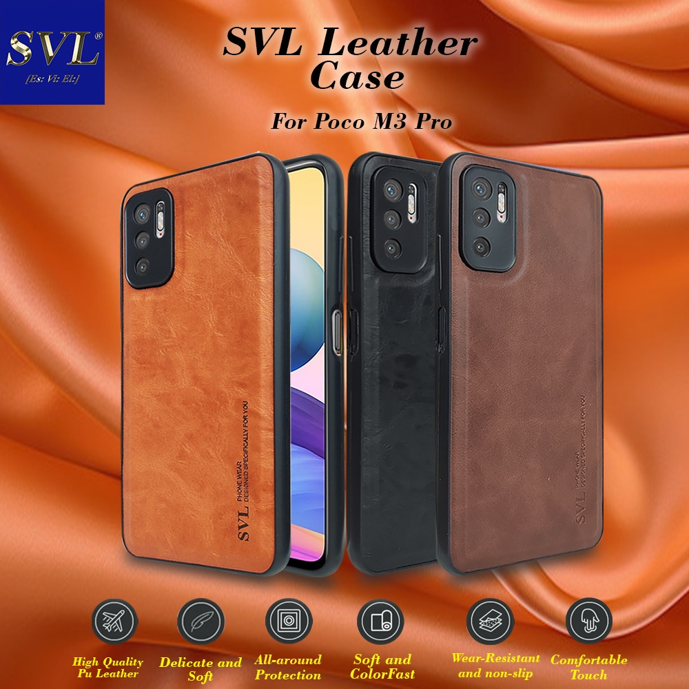 [ CUCI GUDANG ] Casing Hp Xiaomi Poco M3 Pro Case SVL Leather Casing Slim Softcase Kulit