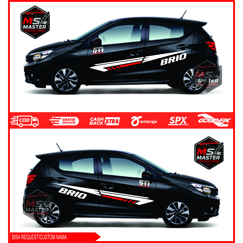 STICKER CUTTING MOBIL BRIO JAZ UNIVERSAL LIST MINIMALIS SIMPLE TERBARU STRIPING TAHAN LAMA