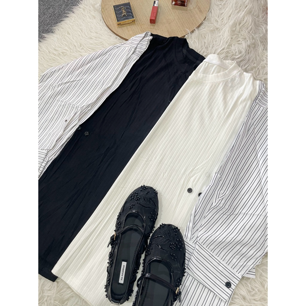 blouse kombinasi rajut dan katun import