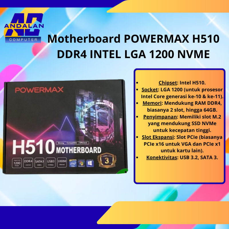 Motherboard POWERMAX H510 DDR4 INTEL LGA 1200 NVME