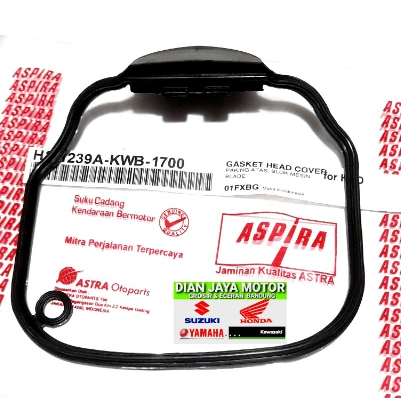 Paking karet tutup kelep ASPIRA KWB Honda Blade.Revo absolut ori astra aspira 100% H2-1239A-KWB-1700
