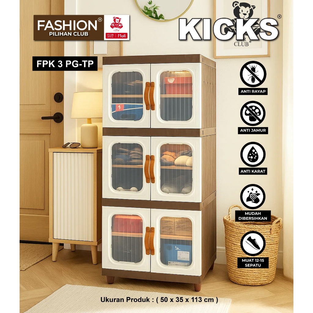 CLUB Fashion Kicks - Lemari Plastik Susun - Kabinet Plastik Serbaguna - Kabinet Plastik Estetik