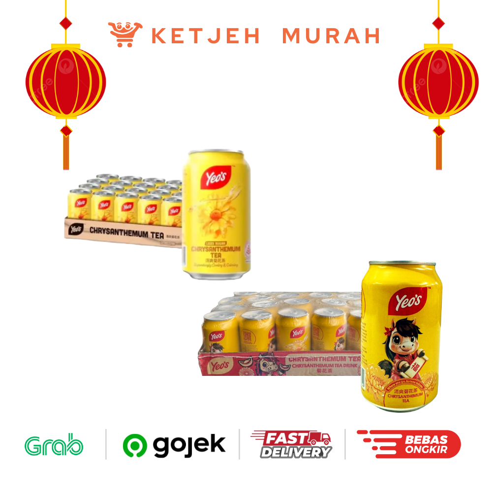 Yeos Teh Kembang Krisan Chrysanthemum Kemasan Imlek Can Kaleng 300 ML 1 Dus isi 24 Pcs