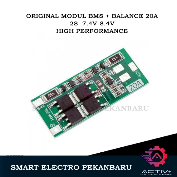 ORIGINAL BMS 2S 7.4V - 8.4V 20A + BALANCE MODUL 20AMPERE Li-ion Lithium Battery Charger Lion 18650 M