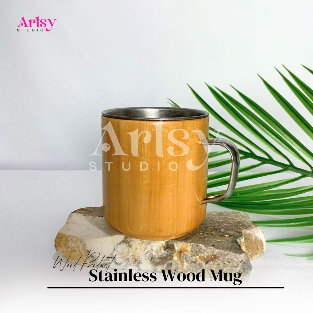 Wood Mug Stainless Steel / Mug Kayu Tahan Panas | ARTSY STUDIO