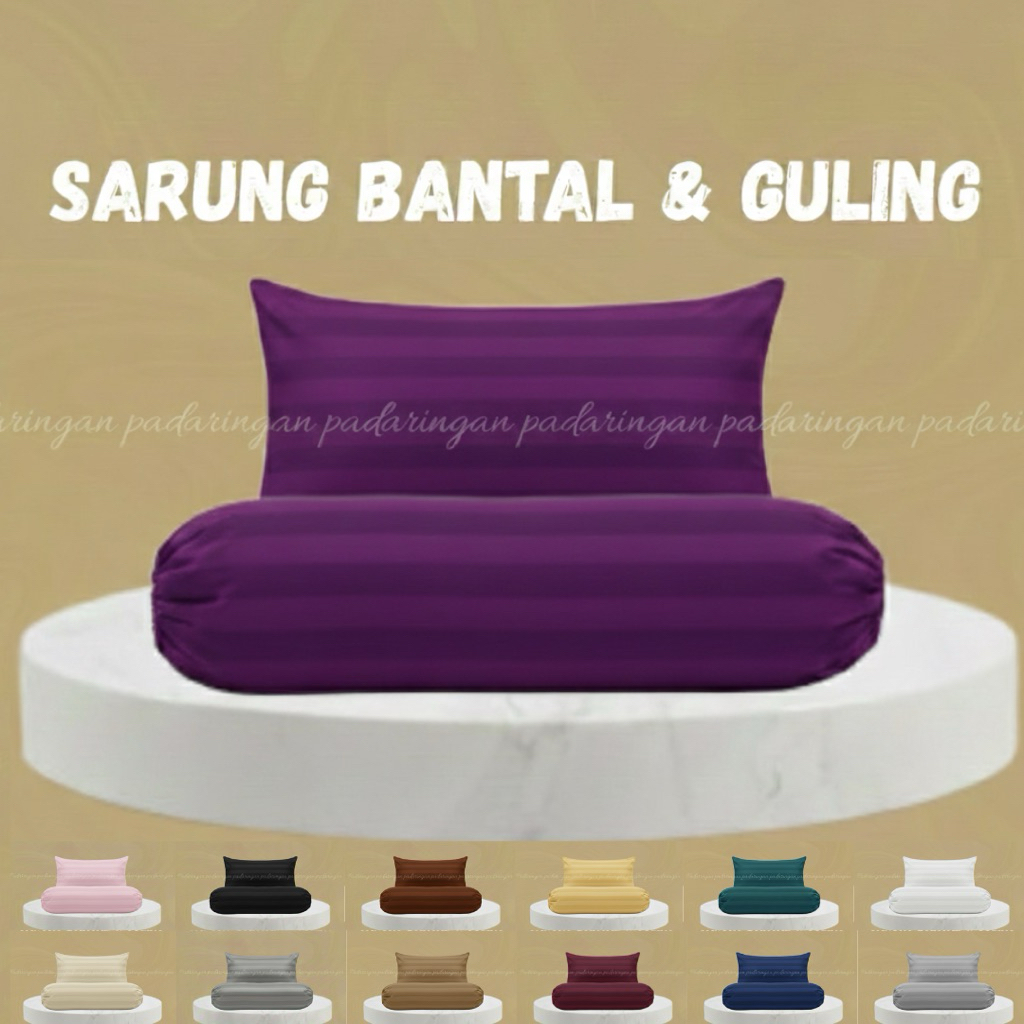 sarung bantal dan guling embos salur polos/ sarung bantal tidur / sarung guling