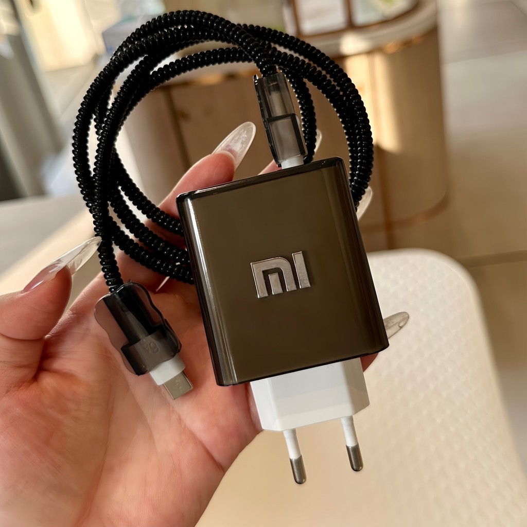 Pelindung Charger Xiaomi 67W/90W/100W, Pelindung Kabel Data Penuh Hitam dengan Label Logo, Cocok unt
