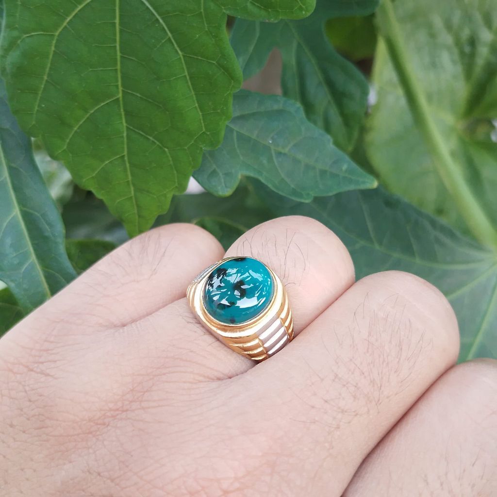 cincin batu bacan doko majiko totol coklat body glass original stone