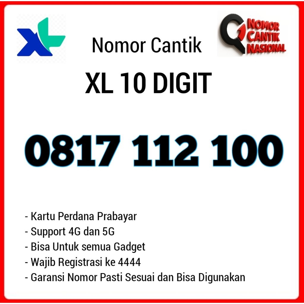 Nomor Cantik XL 10 Digit Prabayar Super Rapi Murah
