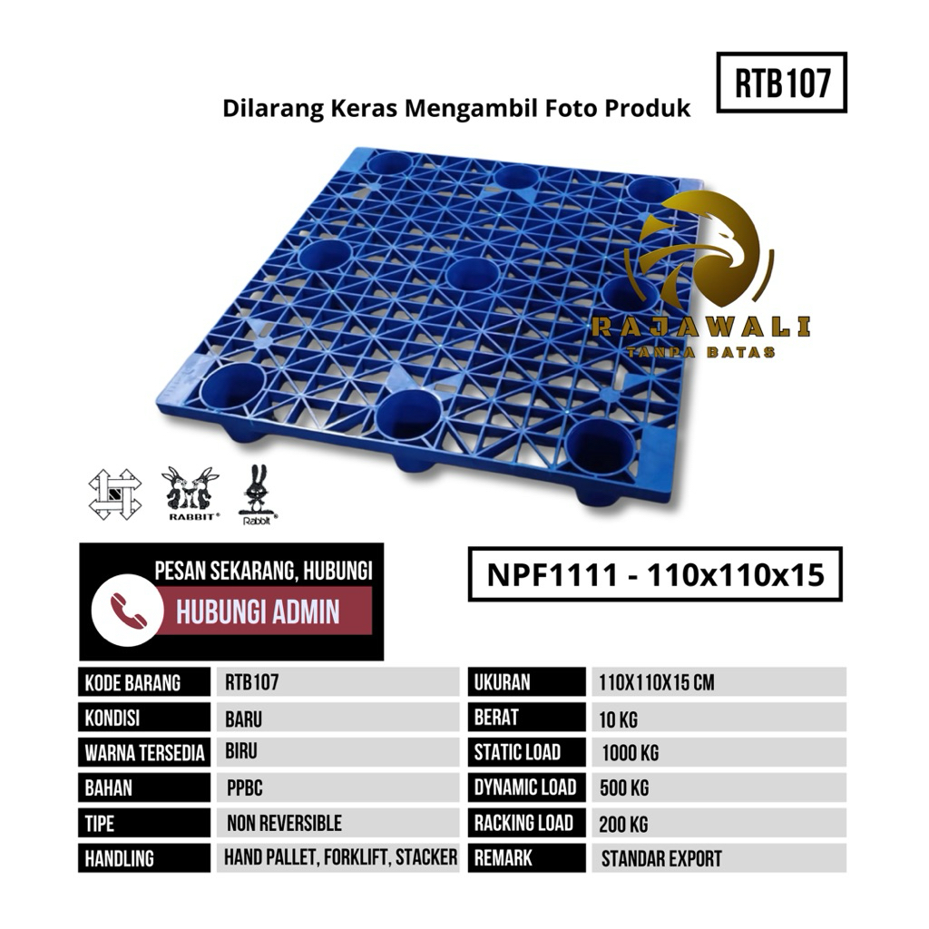Pallet Plastik NPF1111 BARU Ukuran 110x110x12 cm