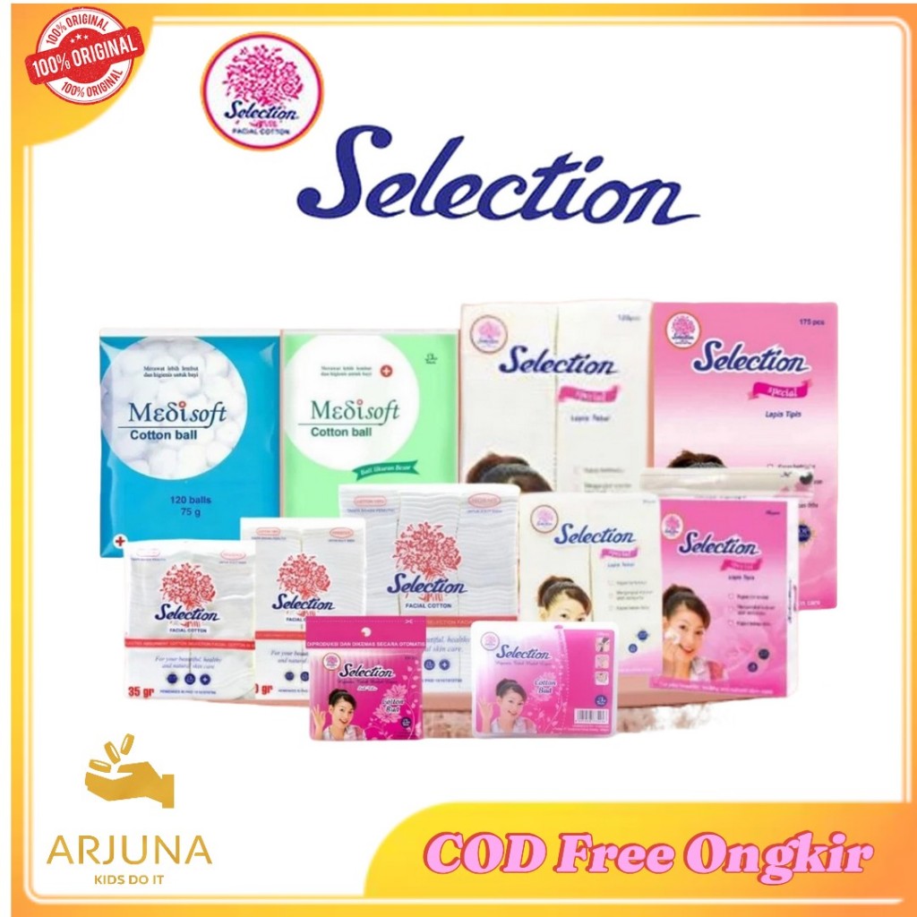 ARJUNA SELECTION Kapas Kecantikan Tebal, Tipis, Oval, Kotak / Cutton Bud / korek kuping KT3