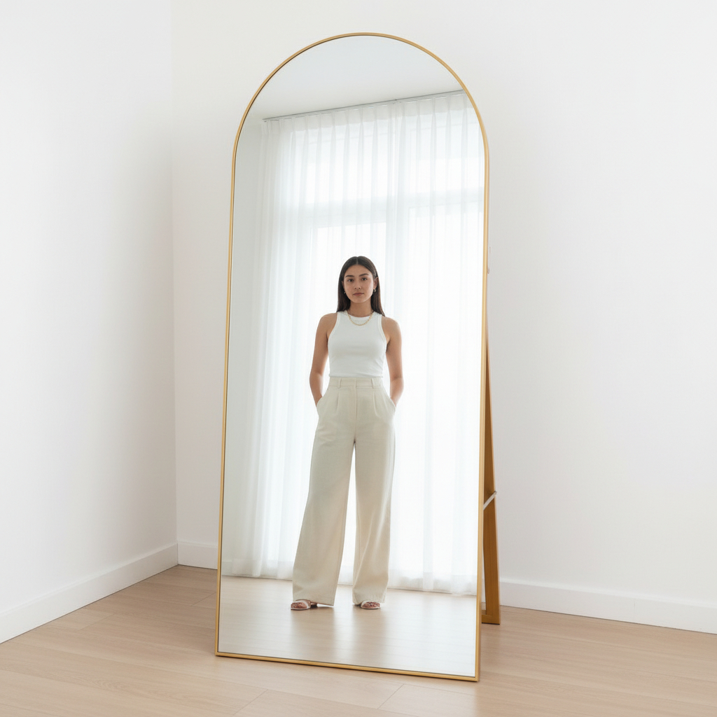 [KEMASAN KAYU] CERMIN OVAL STANDING MIRROR FULL BODY JUMBO-CERMIN AESTHETIC PREMIUM