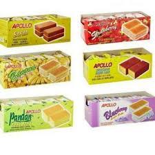APOLLO Layer Cake Bolu Cokelat / Pandan / Blueberry - Original Malaysia