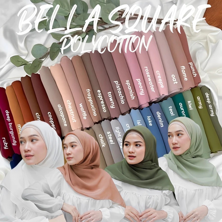 Hijab Bella Square Untuk Wanita / Jilbab Kerudung Segiempat Polos /Jilbab Bella Square Wanita BISA G