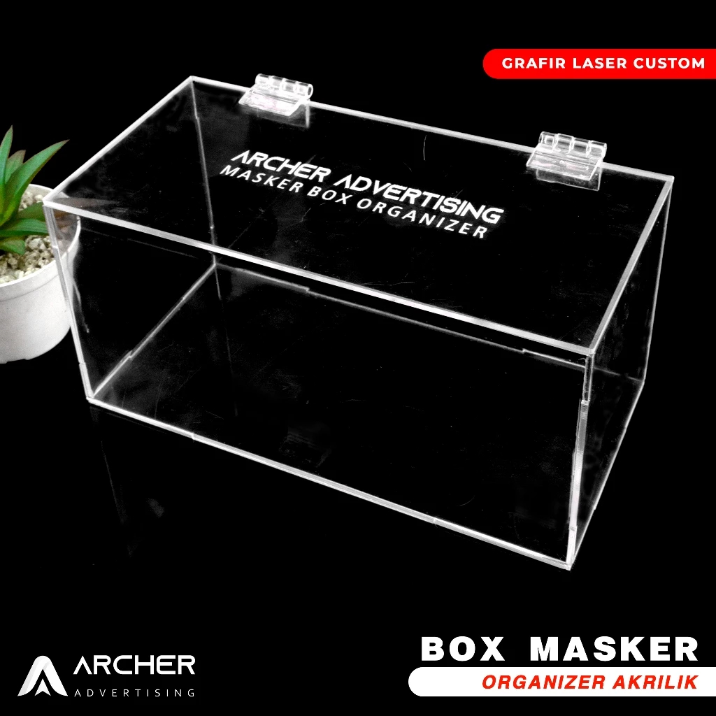 TEMPAT BOX KOTAK MASKER AKRILIK ENGSEL KOTAK SERBAGUNA AKRILIK