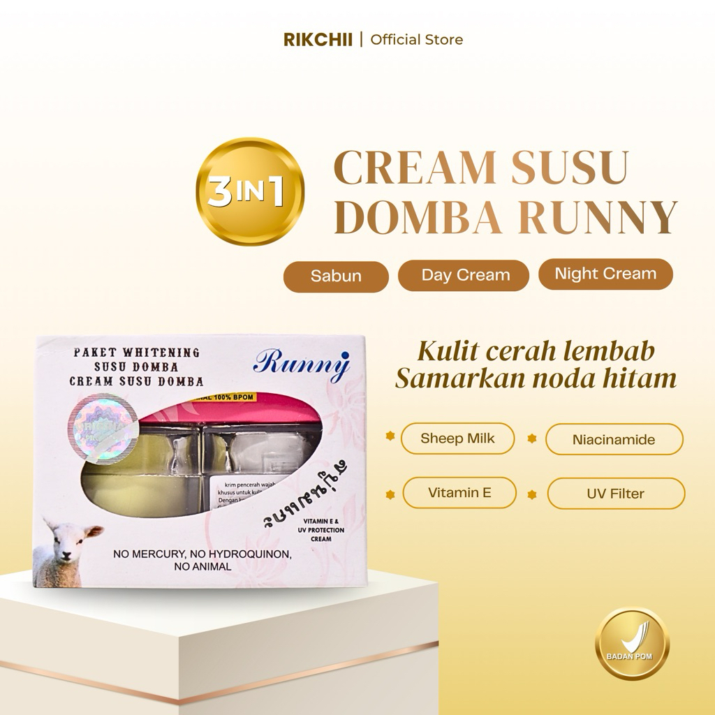 CREAM SUSU DOMBA RUNNY BPOM ORIGINAL VARIASI GOLD  / CREAM SUSU DOMBA / CREAM PEMUTIH WAJAH