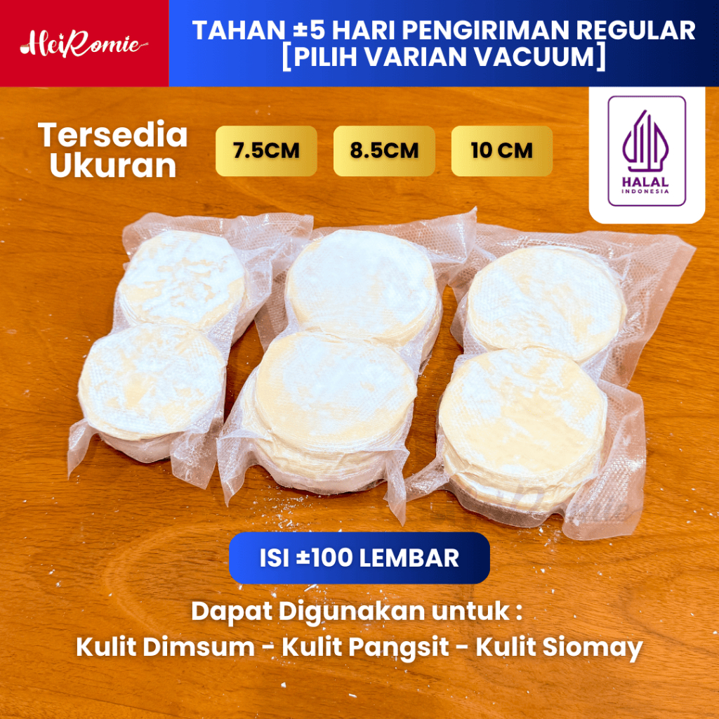 Heiromie - Kulit Dimsum Isi 100 PCS Halal Bisa untuk Gyoza Pangsit Siomay 7.5 Cm / 8 Cm / 10 Cm