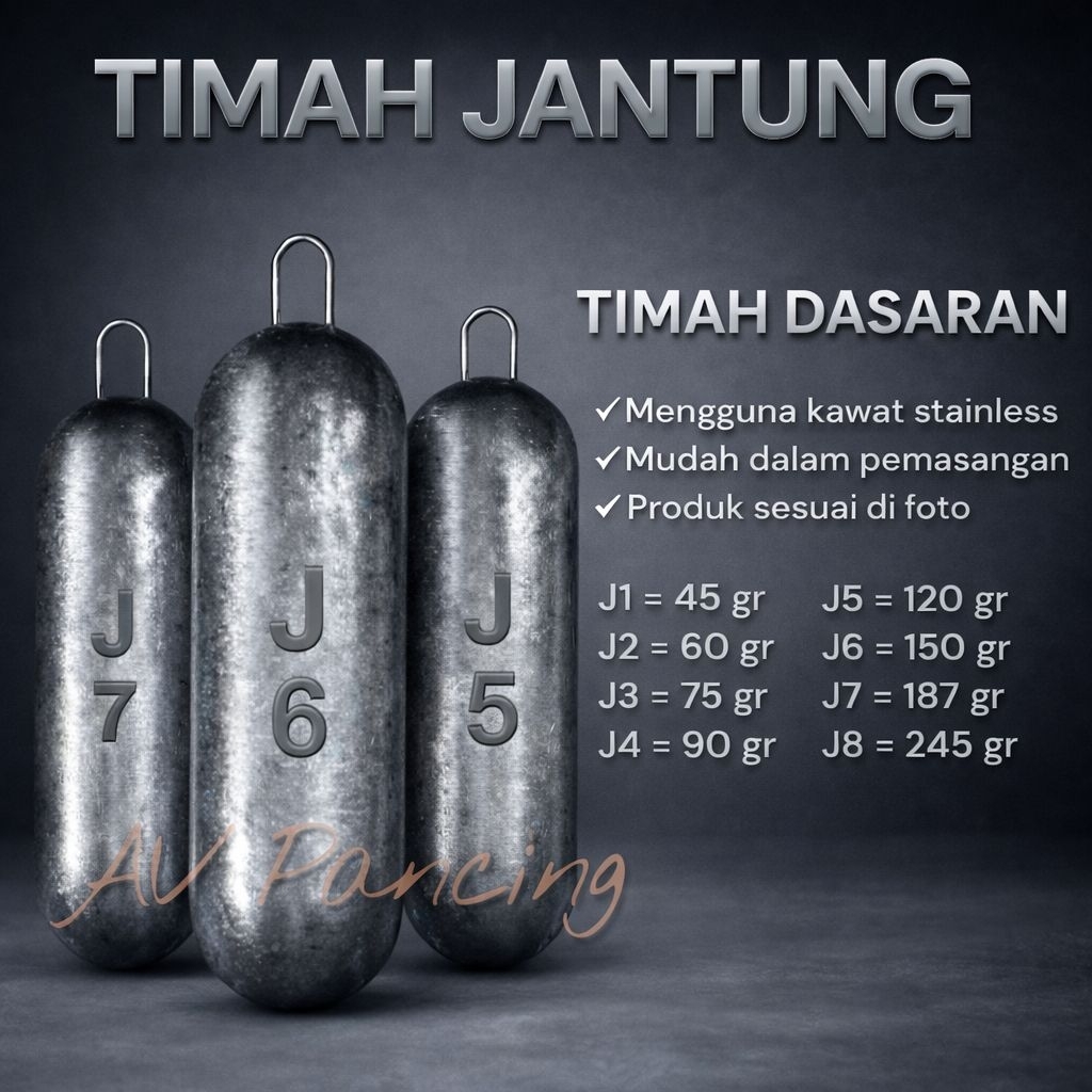 Timah Jantung, Timah pancing harga per pcs J1-J8 # pemberat pancing # bandul # timbel