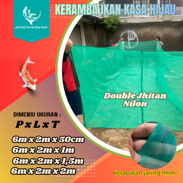 JKI - Jaring keramba ikan hapa bahan kain kasa untuk sortir ikan ukuran 6x2x1