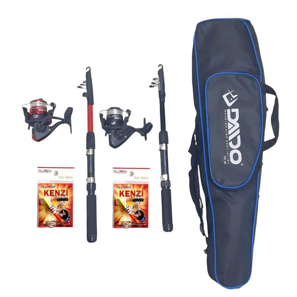 Set Pancing Joran Antena 2 Reel dan 2 Joran + Free Tas