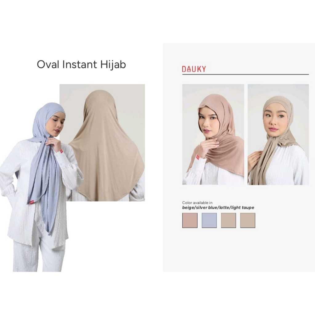 DAUKY FASHION HIJAB KERUDUNG POLOS OVAL INSTAN