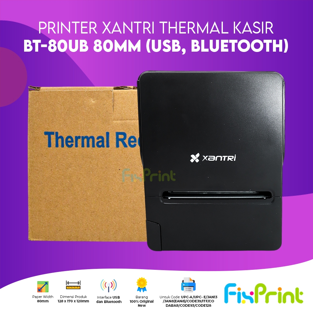 FixPrint Printer Thermal Xantri BT-80UB 80mm IWJ82BT 80MM IWare Auto Cutter Printer Kasir IWJ82BT US