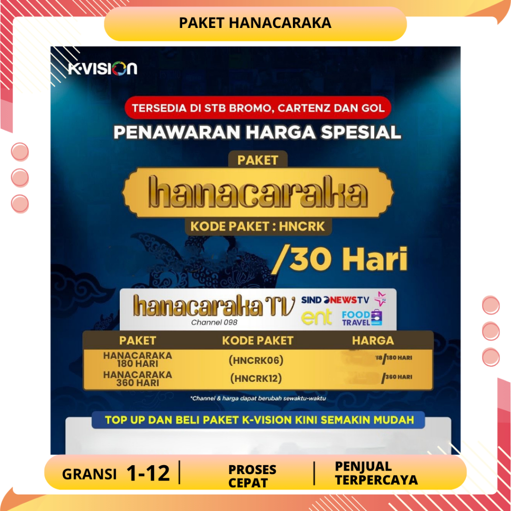 Paket Hanacaraka K-Vision Resmi | 30 / 180 / 360 Hari | Aktivasi Mudah