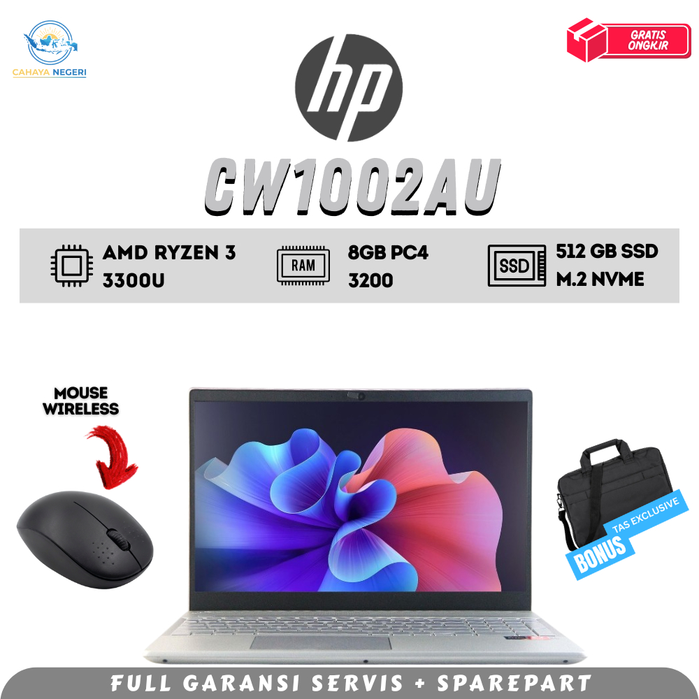 PROMO LAPTOP HP Pavilion 15-CW1002AU AMD Ryzen 3 RAM 8GB SSD 512GB+TAS (FREE MOUSE WIRELESS)