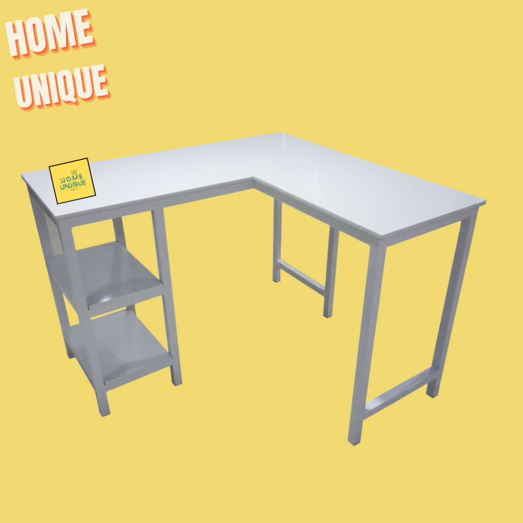 HOMEUNIQUE Meja Letter L Kerja Meja Komputer Laptop Meja PC Gaming Meja Rak Meja Letter L/ Meja Bent