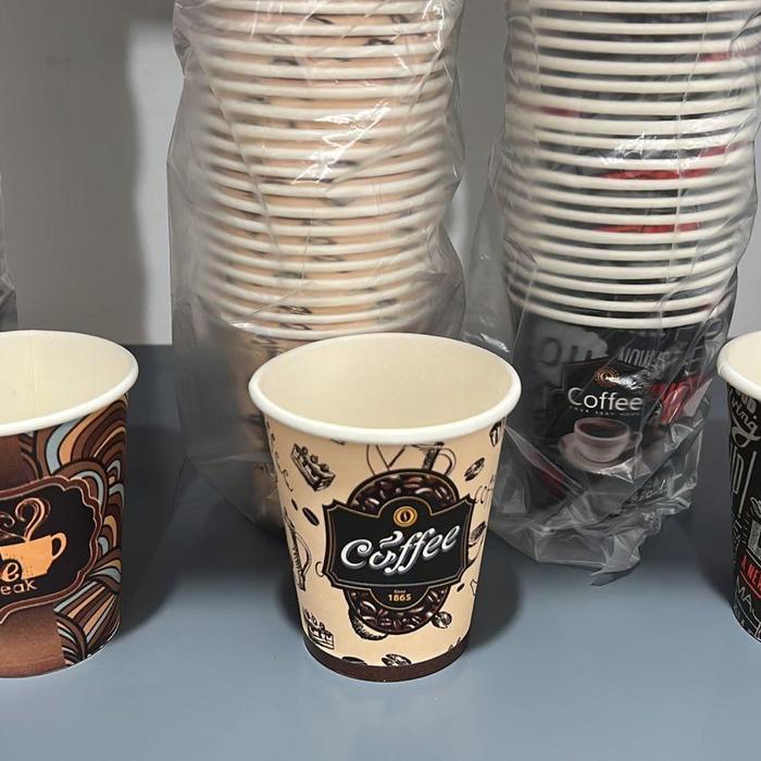 (ISI 50 PCS) Paper Cup 8oz Hot Kraft Motif / Gelas Kopi Kertas 8oz Motif/Gelas Kopi Gelas Kertas isi