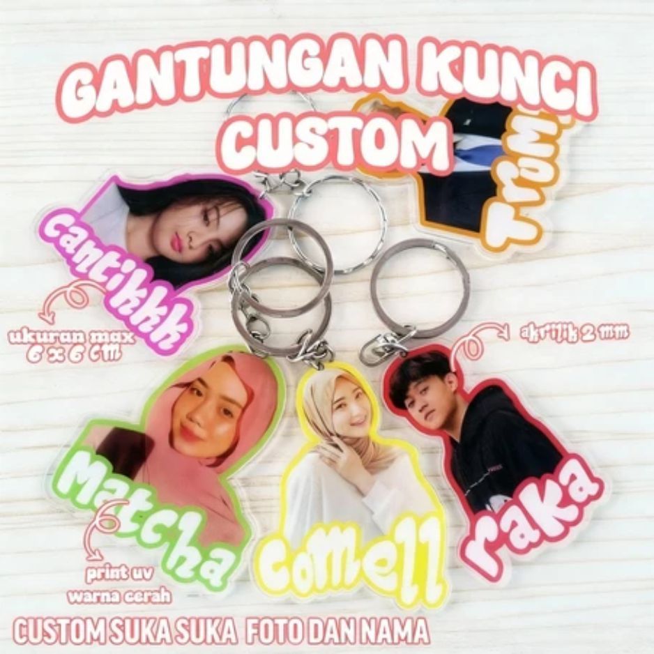 Gantungan Kunci Akrilik Custom Foto Nama Gantungan Kunci Foto dan Nama Custom Ganci Foto dan Nama Fr