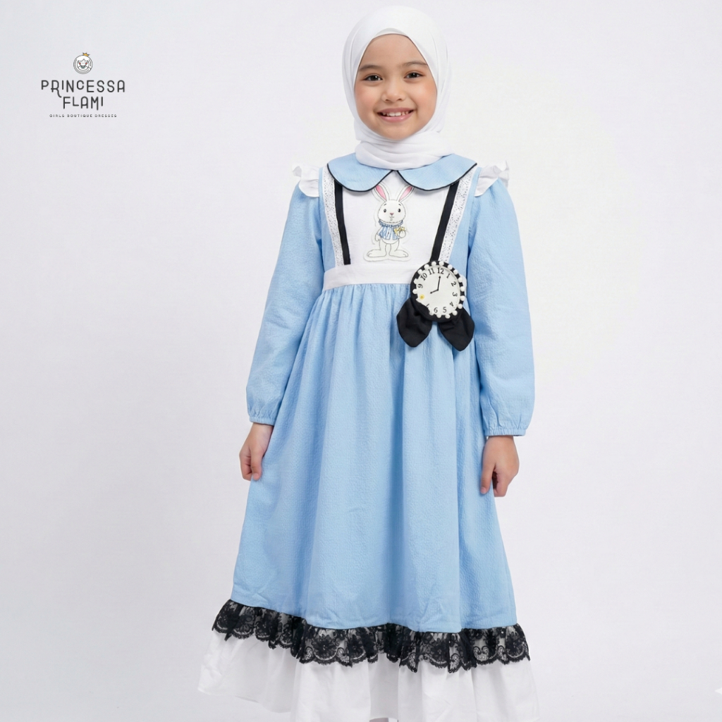 Princessa Flami Gamis Muslim Anak Dress Cotton Alice in Wonderland G1257