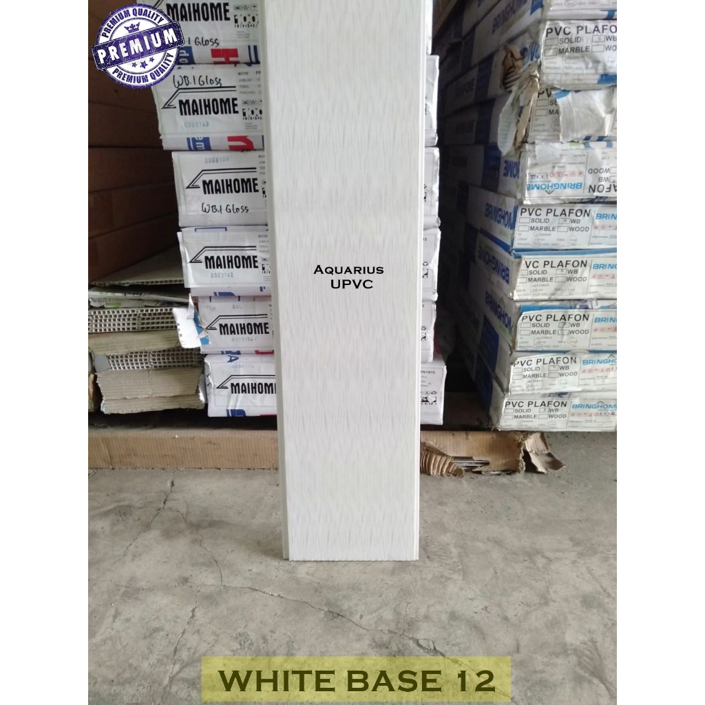 Plafon PVC Motif Putih White Base 12 Glossy Tebal 8mm Lebar 20cm Anti Air Rayap Kwalitas Premium