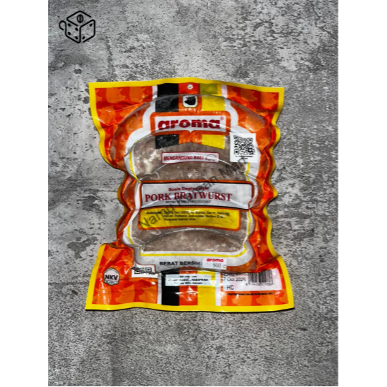Aroma Bratwust 500gr (HC) / Sosi Dagung Babi / Sosis Bratwurst / Pork Sausage / Pork Bratwurst Sausa